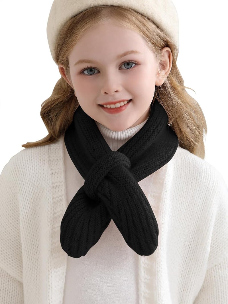 Haloumoning Kids Girls Knit Scarf Toddler Warm Winter Cross Tie Wrap Neck Warmer Cute Scarves 1-14 Years - Image 1